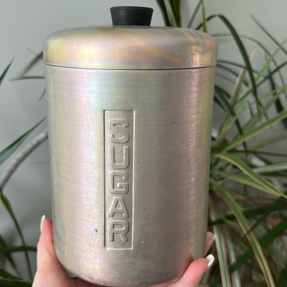 Iridescent Silver Sugar Canister vintage